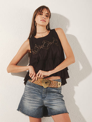 Rapsodia Blusas y Camisas de Color Negro