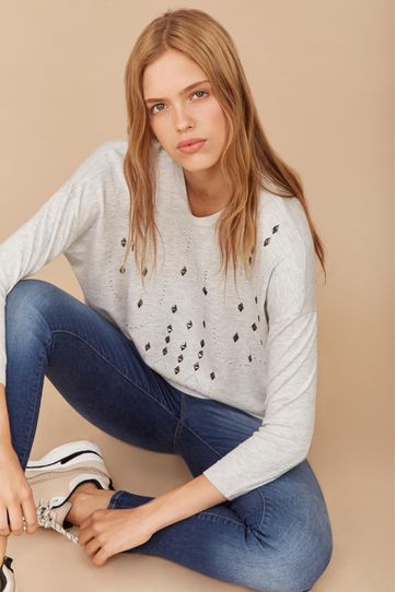 

Suéter Fit Rapsodia Vallarta Talla: S y color: gris