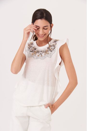 

Blusa New Rapsodia Collar New Talla: L y color: blanco