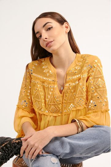 

Camisa Uchi Rapsodia Talla: XS y color: mostaza