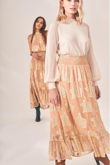 

Falda Midi Amhara Rapsodia Stars Jacquard Claro Talla: S y color: blanco