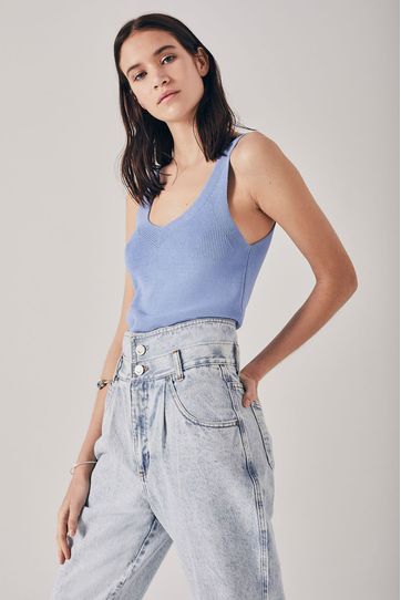

Jeans Mom Fit Panama Bleach Rapsodia Talla: XXS y color: azul
