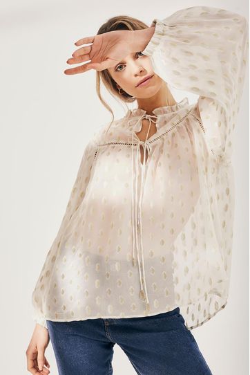 

Camisa Niza Rapsodia Dots Talla: S y color: crudo