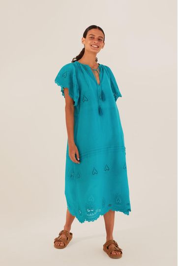 

Vestido Delfi Rapsodia Bordado Talla: XS y color: petroleo