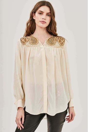 

Camisa Rapsodia Feather New Crudo Talla: L y color: crudo