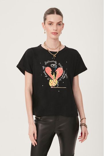

Playera Rapsodia Burning Love Negro Talla: S y color: negro