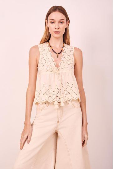 

Top Rapsodia Lucia Crop Crudo Talla: XS y color: crudo