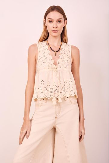

Top Rapsodia Lucia Crop Crudo Talla: M y color: crudo
