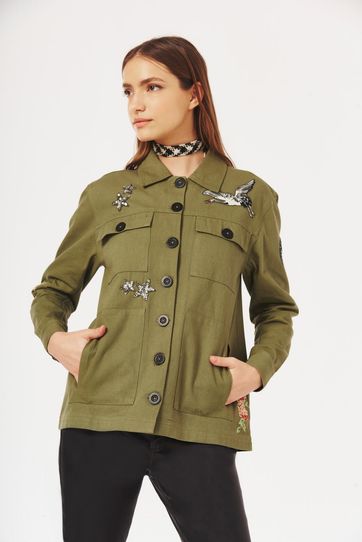 

Chamarra Rapsodia Militar Love Talla: M y color: verde