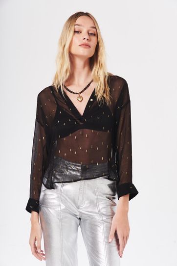 

Camisa Rapsodia Makie Lurex Talla: XS y color: negro