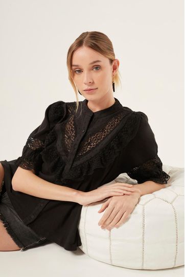 

Camisa Rapsodia Lace Frills New Talla: S y color: negro