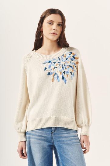 

Sweater Rapsodia Blossom Talla: S y color: crudo