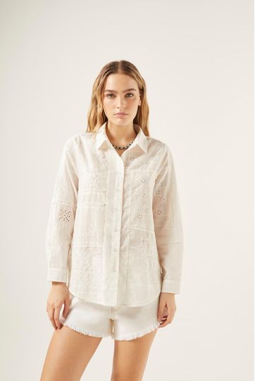 

Camisa Rapsodia Romantic Patch Talla: S y color: blanco