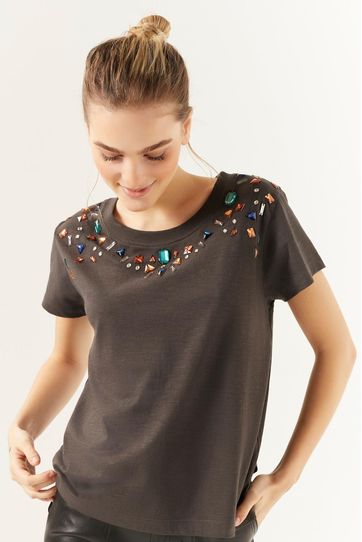 

Playera Rapsodia Jewels Talla: XS y color: gris oscuro