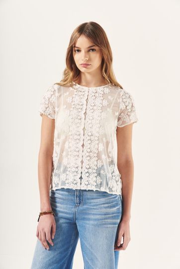 

Camisa Rapsodia John Lace Talla: L y color: crudo