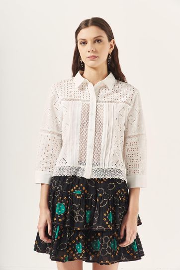 

Camisa Rapsodia Rose Lace Talla: XS y color: blanco