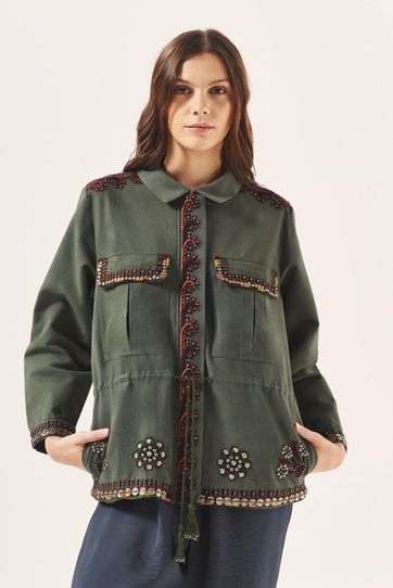

Chamarra Rapsodia Army Hearts Talla: XS y color: verde