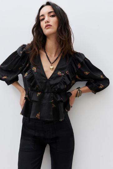 

Camisa Rapsodia Frills Butterfly D Talla: XS y color: negro